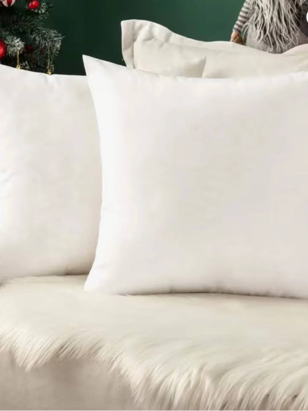 Decorative Pillow Cover Set - White Zippered (4-Pack)